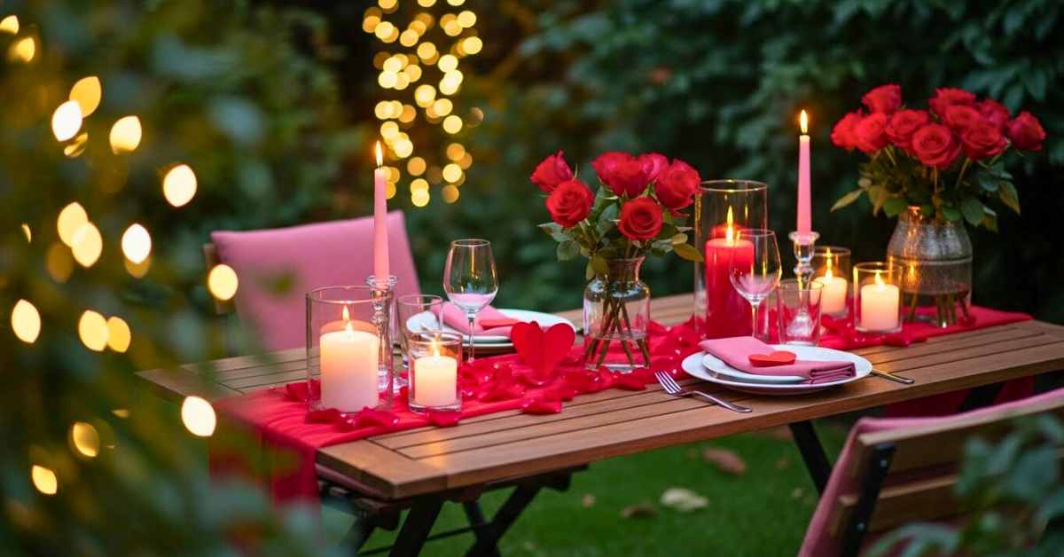 10 Happy Valentine's Day Aesthetic Outdoor Table & Garden Setup Ideas