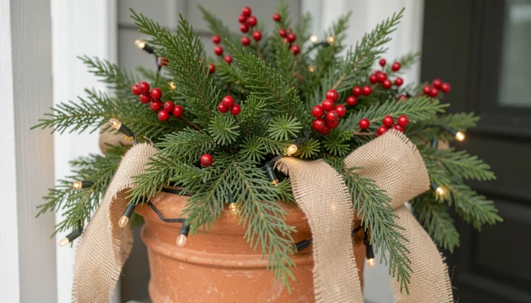 19 Merry Front Porch Flower Pot Ideas For Christmas Decor