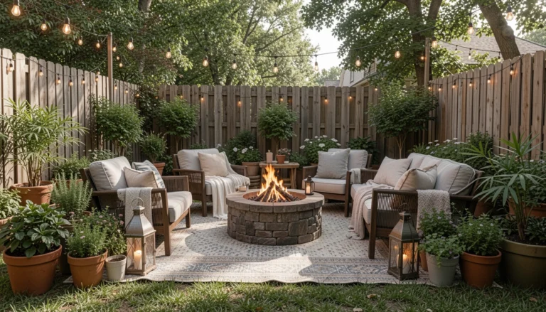 How To Decor Backyard Fire Pit With Lights For Magical Evenings